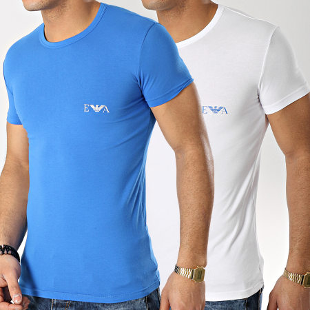 Emporio Armani - Lot De 2 Tee Shirts 111670-9P715 Blanc Bleu Roi