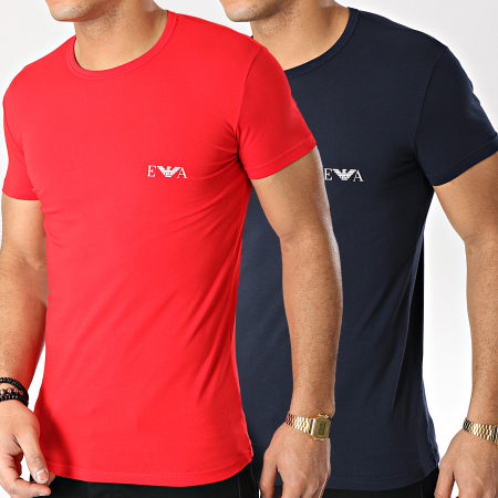 Emporio Armani - Lot De 2 Tee Shirts 111670-9P715 Rouge Bleu Marine