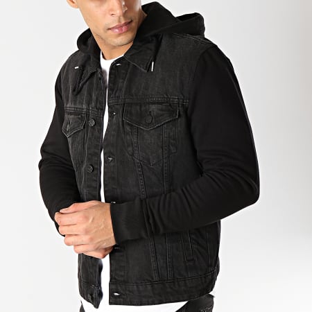 Only And Sons -  Veste Jean Capuche Coin Noir