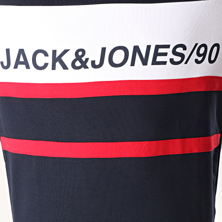 Jack And Jones - Sweat Capuche Fade Bleu Marine Blanc Rouge