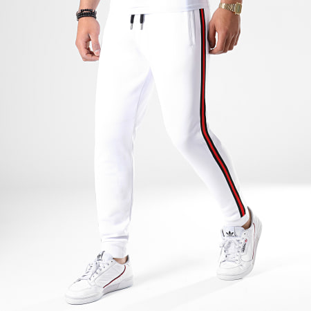 LBO - Pantalon Jogging Avec Bandes Noir et Rouge 621 Blanc