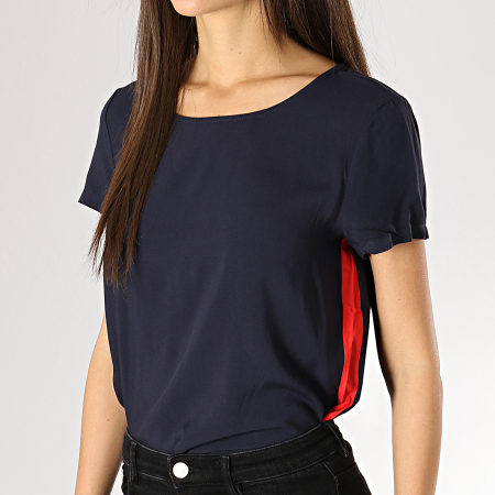 Only - Tee Shirt Femme First Bleu Marine Rouge