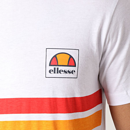 Ellesse - Tee Shirt Rayures 1031N Blanc Rouge Orange