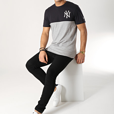 New Era - Tee Shirt Color Block New York Yankees 11860154 Gris Chiné Bleu Marine