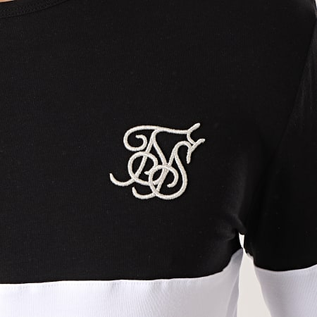 SikSilk - Tee Shirt Oversize Manches Longues 13794 Blanc Noir Argenté