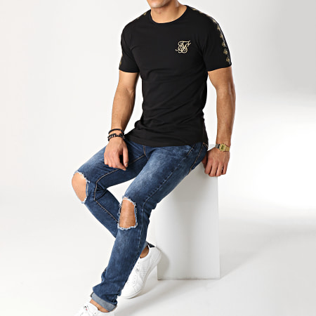 SikSilk - Tee Shirt Oversize 13561 Noir Doré