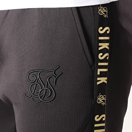 SikSilk - Pantalon Jogging Avec Bandes 13557 Noir Doré
