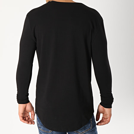 SikSilk - Tee Shirt Oversize Manches Longues 14324 Noir Argenté