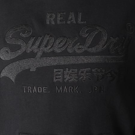 Superdry - Sweat Capuche Vintage Logo Applique Noir