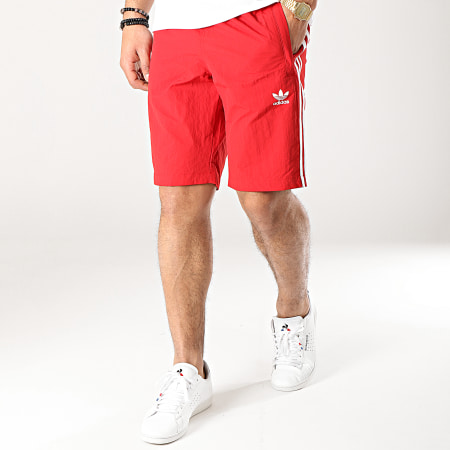 Adidas Originals - Short De Bain A Bandes 3-Stripes DV1585 Rouge Blanc