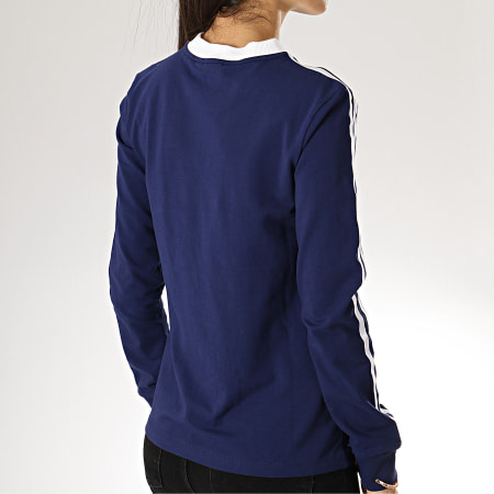 Adidas Originals - Tee Shirt Manches Longues Femme 3 Stripes DV2603 Bleu Marine Blanc