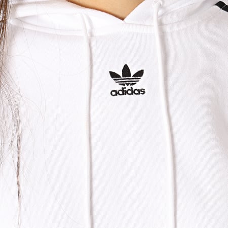 Adidas Originals - Sweat Capuche Crop Femme DX2321 Blanc Noir 