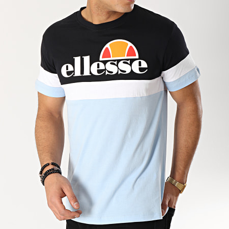 Ellesse - Tee Shirt Tricolore 1031N Bleu Clair Noir Blanc