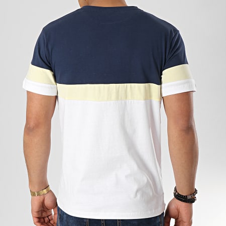 Ellesse - Tee Shirt Tricolore 1031N Blanc Bleu Marine Jaune