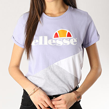 Ellesse - Tee Shirt Femme Tricolore 1074N Lavande Gris Chiné Blanc