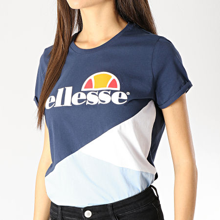 Ellesse - Tee Shirt Femme Tricolore 1074N Bleu Marine Bleu Clair Blanc