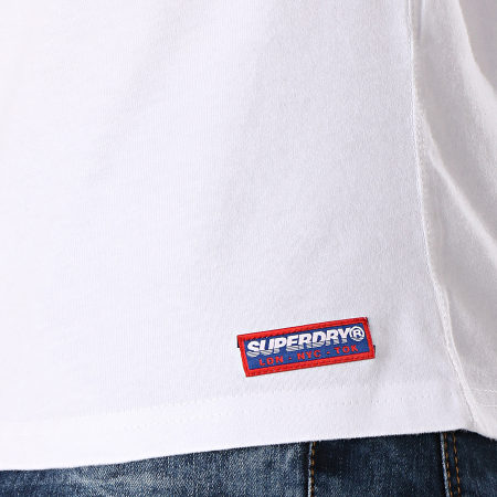 Superdry - Tee Shirt A Bandes Applique Nu Lad Bleu Marine Rouge Blanc