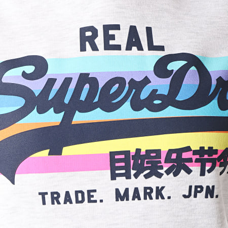 Superdry - Sweat Capuche Femme Avec Bandes Logo Retro Rainbow G20123TT Gris Chiné