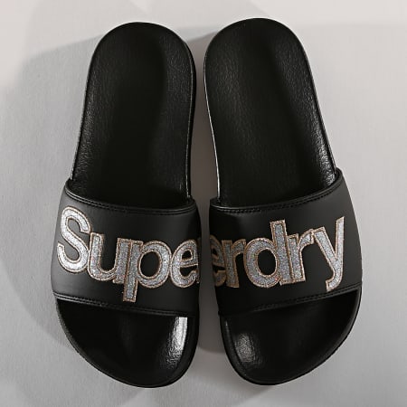 Superdry - Claquettes Femme Glitter Pool GF3109ST Noir