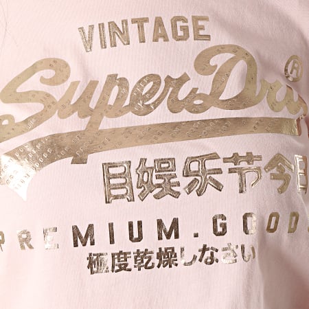 Superdry - Tee Shirt Femme Premium Good Puff G10132TT Rose Doré
