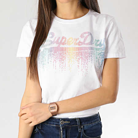 Superdry - Tee Shirt Femme Vintage Logo Cascade G10124ST Blanc