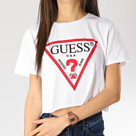 Guess - Tee Shirt Crop Femme O84I113Z07 Blanc