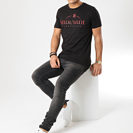 Heuss L'Enfoiré - Camiseta Midi Midi Negro Rojo