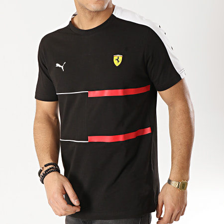 Puma - Tee Shirt A Bandes Ferrari T7 577823 Noir