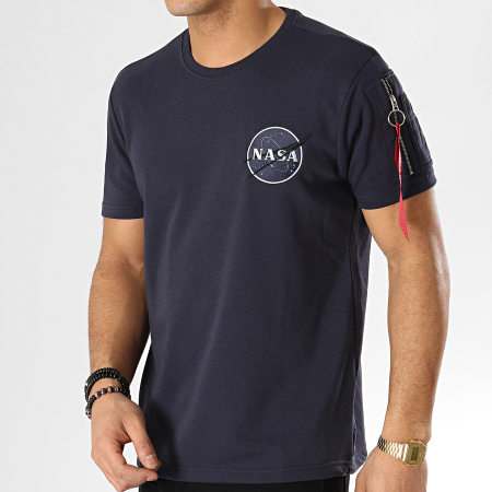 Alpha Industries - Tee Shirt Poche Bomber NASA Bleu Marine