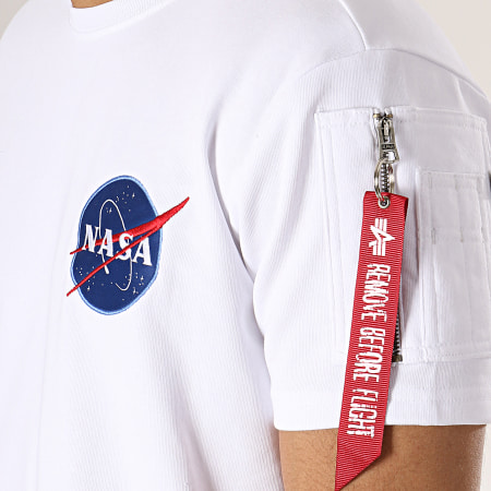 Alpha Industries - Tee Shirt Poche Bomber NASA Blanc