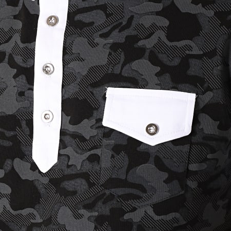 Classic Series - Polo Manches Courtes 541 Blanc Noir Camouflage