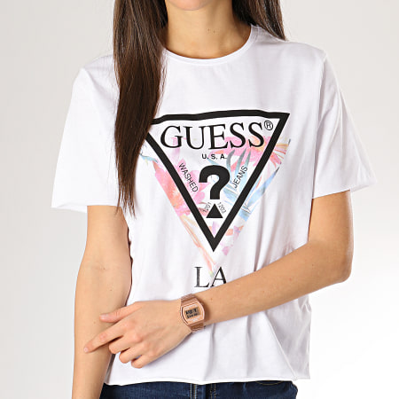 Guess - Tee Shirt Femme E92I03JR04F Blanc 