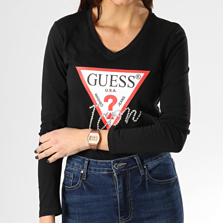 Guess - Tee Shirt Manches Longues Femme W92I95K75R0 Noir
