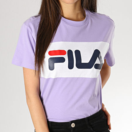 Fila - Tee Shirt Crop Femme Allison 682125 Lilas Blanc