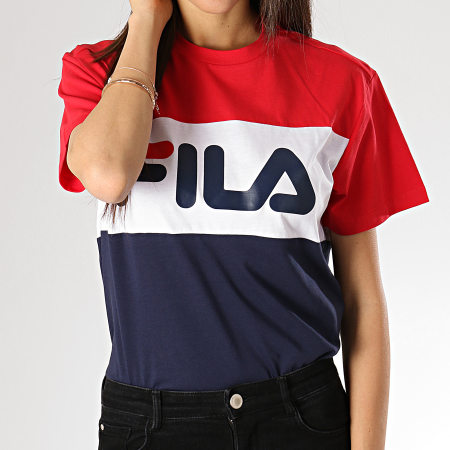 Fila - Tee Shirt Femme Allison 682125 Bleu Marine Blanc Rouge