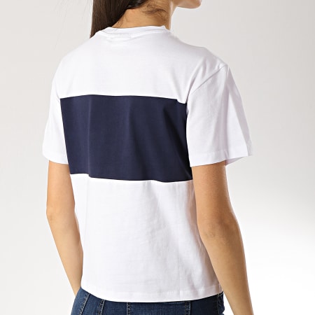 Fila - Tee Shirt Crop Femme Allison 682125 Blanc Bleu Marine