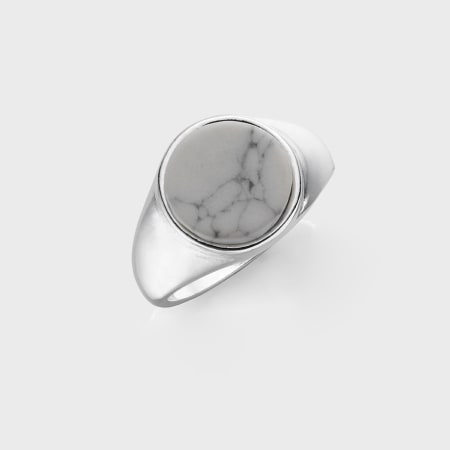 Chained And Able - Bague Stone Signet RA17012 Argenté Blanc