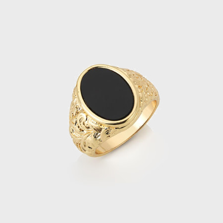 Chained And Able - Bague Oval Detail RC17090 Doré Noir