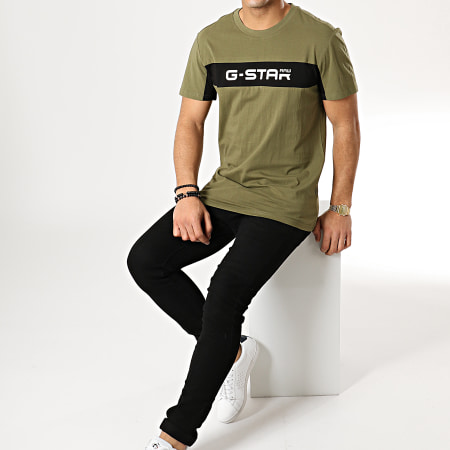 G-Star - Tee Shirt Graphic 80 D13712-336 Vert Kaki Noir