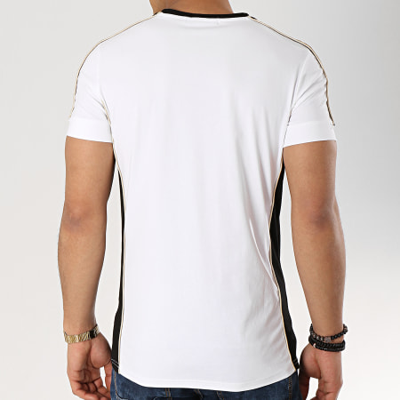Terance Kole - Tee Shirt A Bandes 98219 Blanc Noir Doré