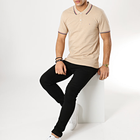 Celio - Polo Manches Courtes Necetwo Beige Chiné