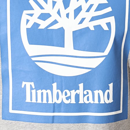 Timberland - Tee Shirt Stack Logo A1OA2 Gris Chiné Bleu Clair