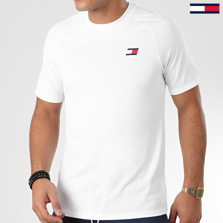 Tommy Hilfiger - Tee Shirt De Sport Back Logo 0055 Blanc
