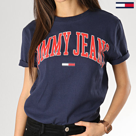 Tommy Hilfiger - Tee Shirt Femme Collegiate 05703 Logo Bleu Marine