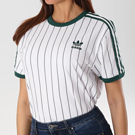 Adidas Originals - Tee Shirt A Bandes Femme Boyfriend DU9931 Blanc Vert
