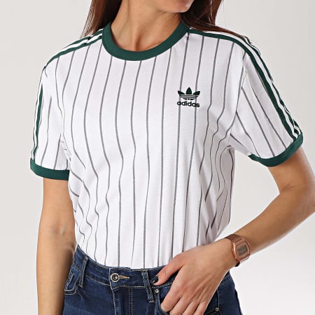 Adidas Originals - Tee Shirt A Bandes Femme Boyfriend DU9931 Blanc Vert