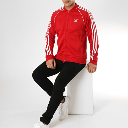 Adidas Originals - Veste Zippée A Bandes SST DV1514 Rouge