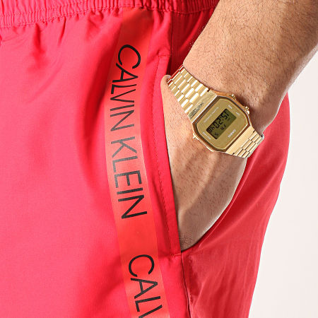 Calvin Klein - Short De Bain Avec Bandes Drawstring 294 Rouge