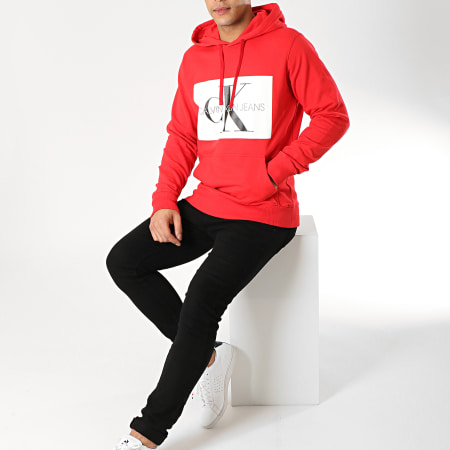 Calvin Klein - Sweat Capuche Monogram Box Logo 7745 Rouge