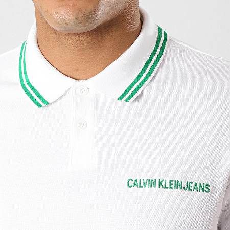 Calvin Klein - Polo Manches Coutres Tipping 1176 Blanc Vert
